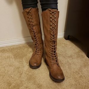Brown Mossimo lace up knee high boots